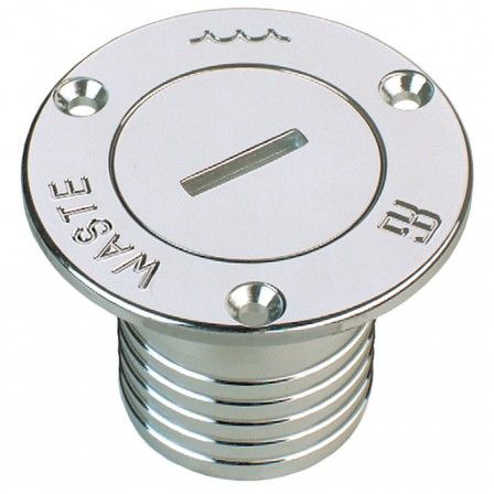 "WASTE" deck filler with hose connector