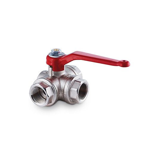 Valvola a sfera filettata tre vie L/T ottone